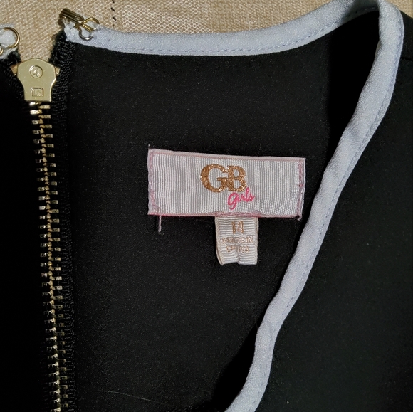 GB Girls Stretch Black/White Flared Sleeve Fit &Flare Dress Size 14 - Picture 9 of 11